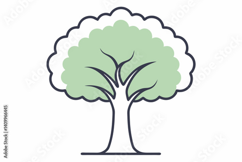deciduous tree outline vector illustration with white background