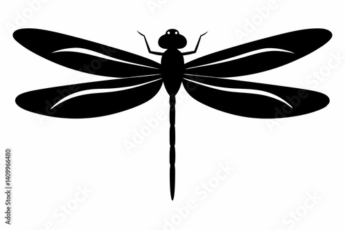 dragonfly silhouette vector illustration black and white