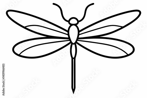 dragonfly outline vector illustration with white background