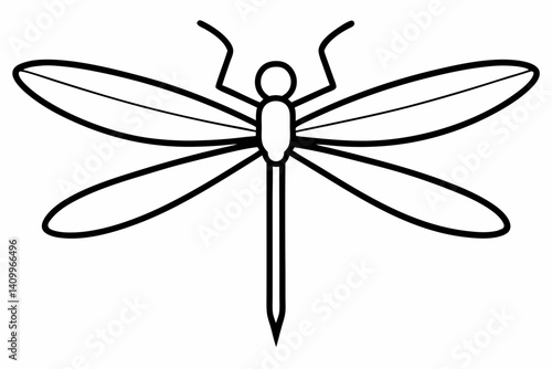 dragonfly outline vector illustration with white background