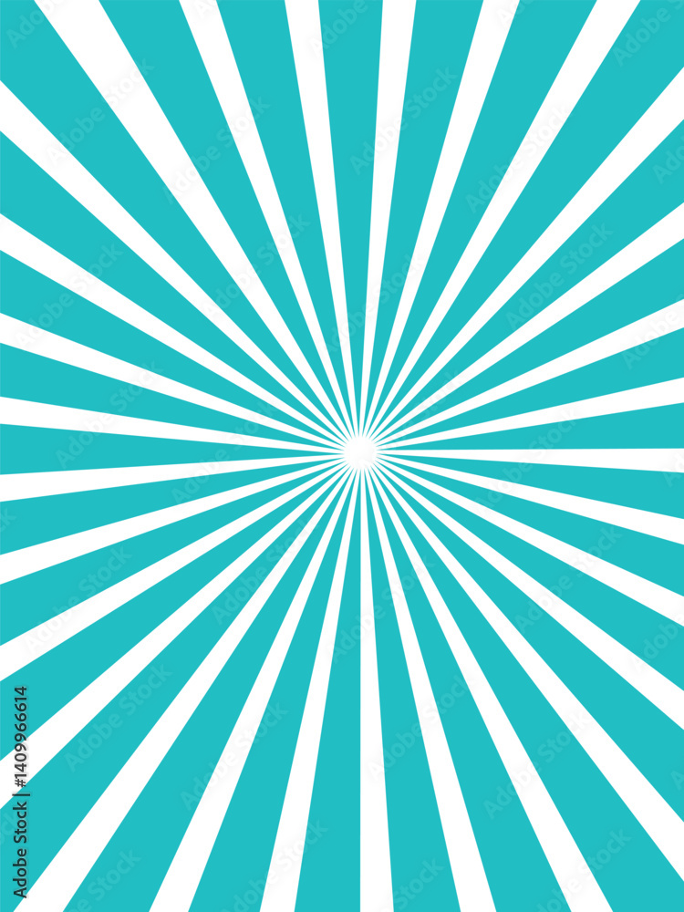 Fototapeta premium Sunlight rays background. powder blue color burst background. Sun beam ray sunburst wallpaper. Retro bright backdrop.