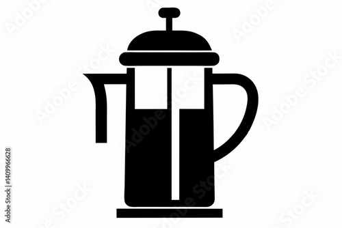 french press coffee maker silhouette vector illustration