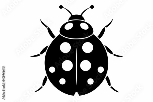 ladybug silhouette vector illustration black and white