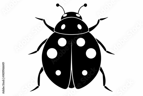 ladybug silhouette vector illustration black and white