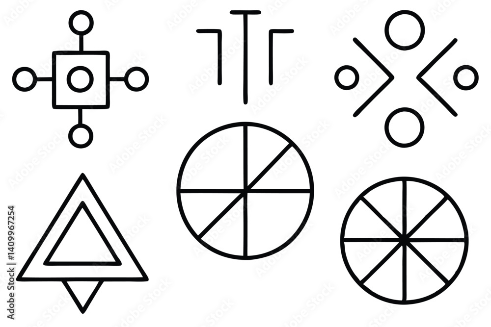 Fototapeta premium mathematical symbols line art for math education