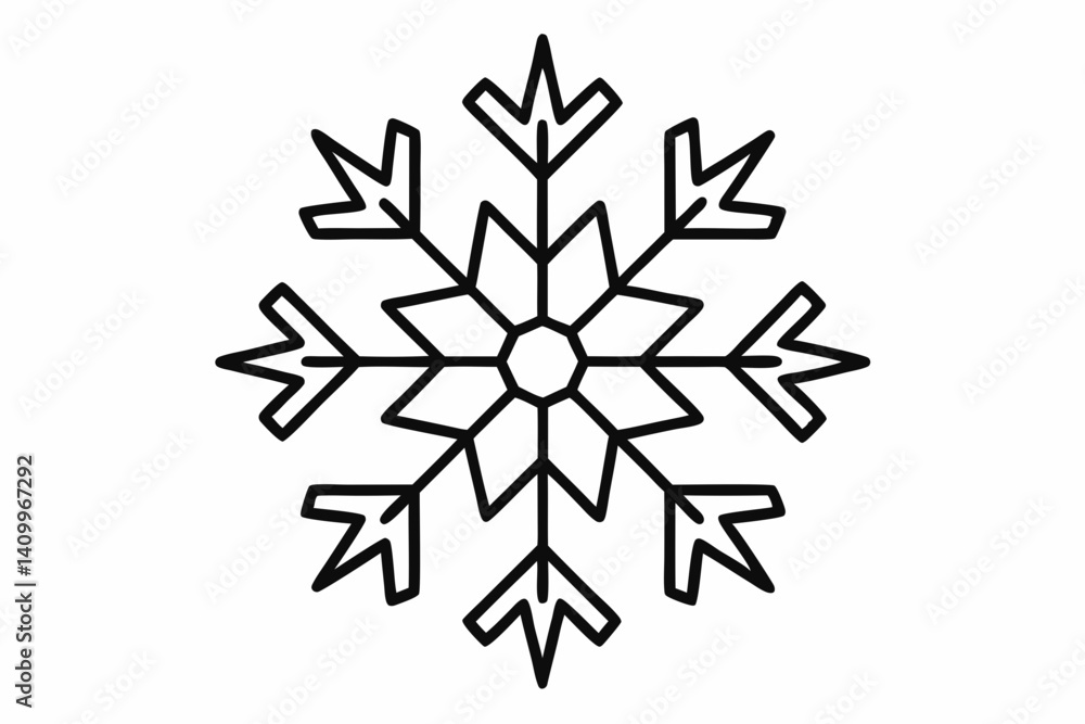 Snowflake Outline Vector Illustration With White Snowflake Outline Vector Illustration With White