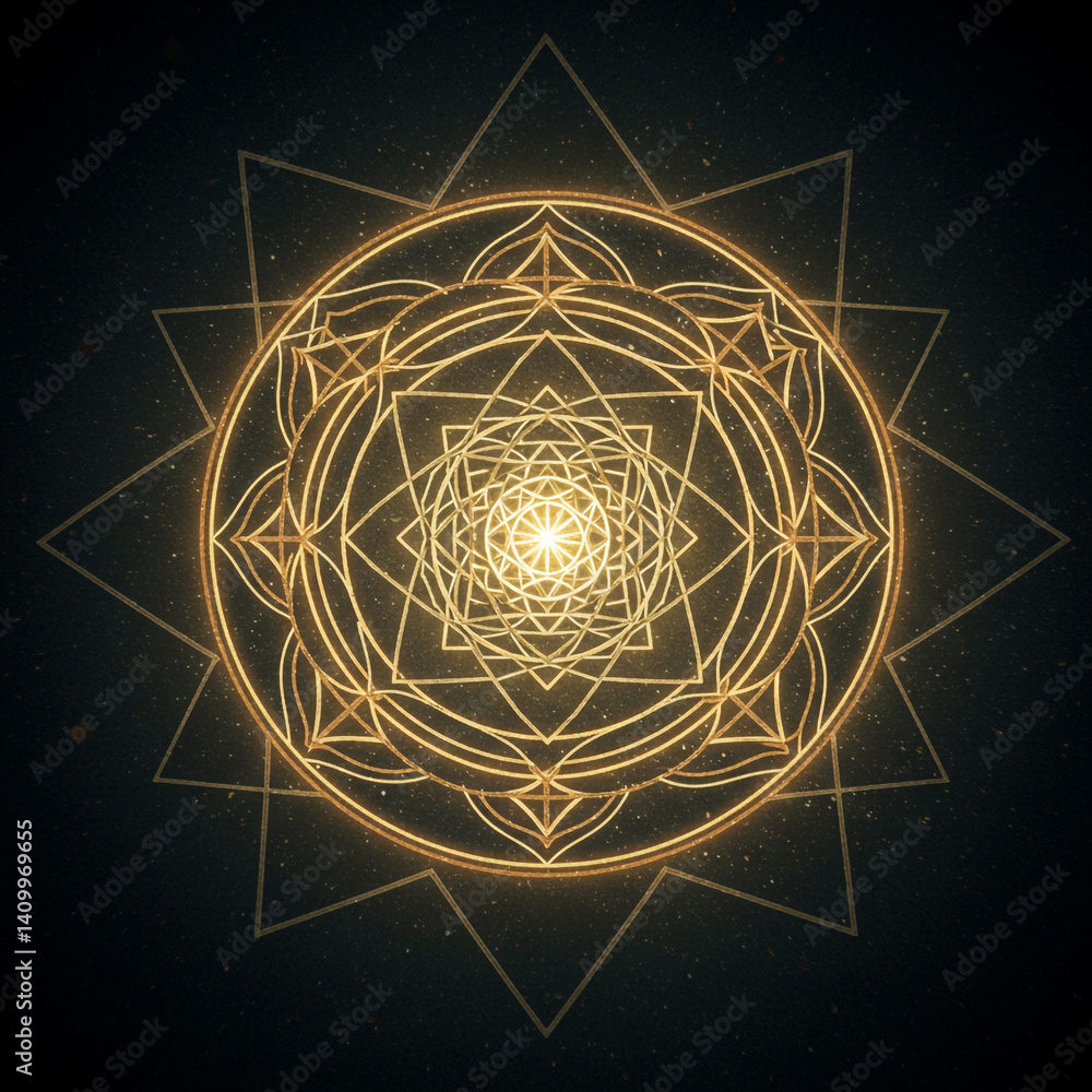 Abstract Geometric Glowing Spiritual Mandala Pattern Abstract Geometric Glowing Spiritual Mandala Pattern