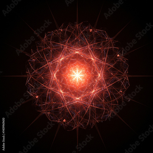 Abstract Glowing Red Fracta...