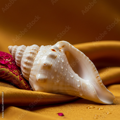 Sacred Conch Shell on Golde...