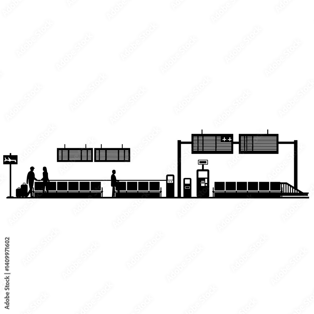 Obraz premium Travel Illustration of a Train Station with Passengers 