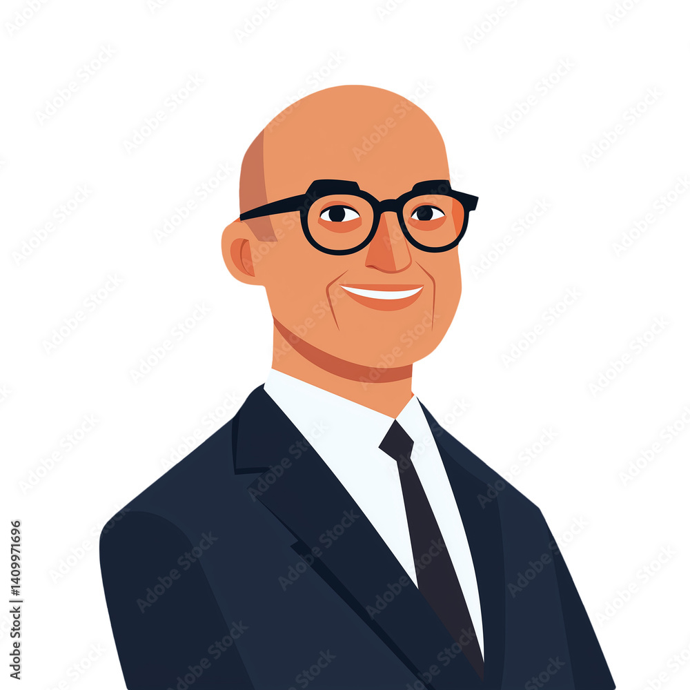 Bald man, wearing glasses, smiling, professional attire, dark background, business portrait, modern photography, confident expression, isolated on trasnparent white background, png. Bald man, wearing glasses, smiling, professional attire, dark background, business portrait, modern photography, confident expression, isolated on trasnparent white background, png.