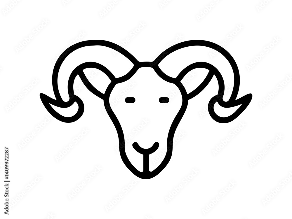 Fototapeta premium Simple Line Art Illustration of a Ram