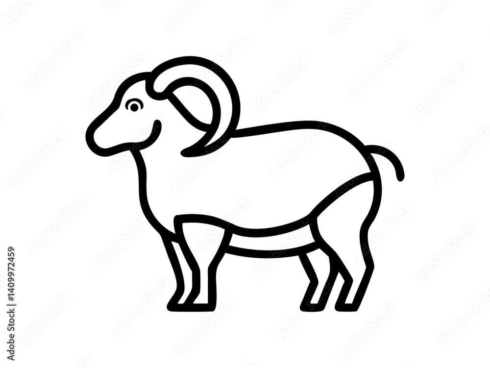 Simple Line Art Illustration of a Ram Simple Line Art Illustration of a Ram