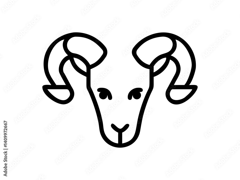 Obraz premium Simple Line Art Illustration of a Ram