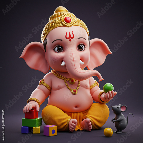 Cute Baby Lord Ganesha 3D R...