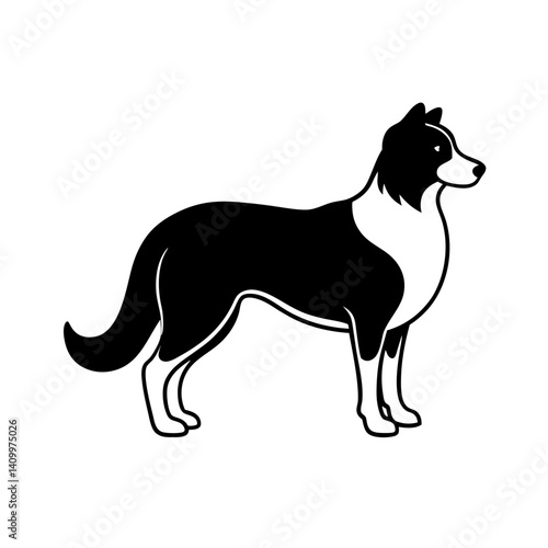 Border collie herding dog silhouette artwork