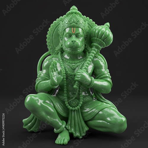 Green 3D Rendered Statue of...