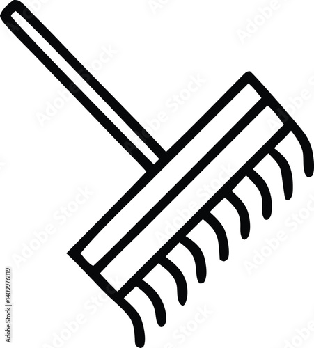 rake line and solid icon, gardening concept. garden tools for digging and loosening ground. Vector stock illustration