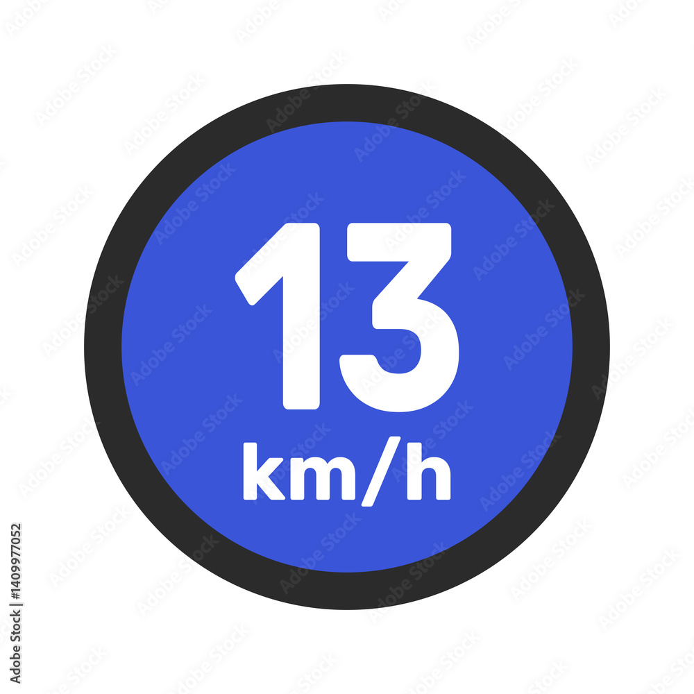 Speed limit sign 13 km h icon vector illustration sign background Speed limit sign 13 km h icon vector illustration sign background
