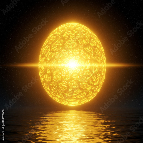 Abstract Glowing Golden Ene...