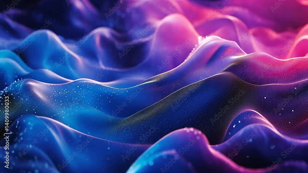 Abstract vibrant wavy digital landscape with glowing particles Abstract vibrant wavy digital landscape with glowing particles