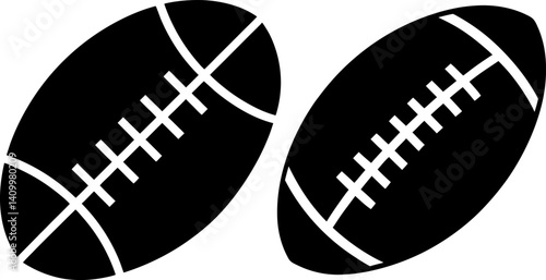 Rugby ball art vectors and Set of black football icon silhouette collections
