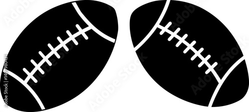 Rugby ball art vectors and Set of black football icon silhouette collections