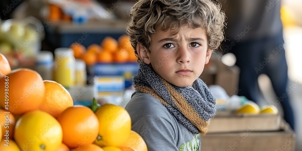 Fototapeta premium Boy at Fruit Market