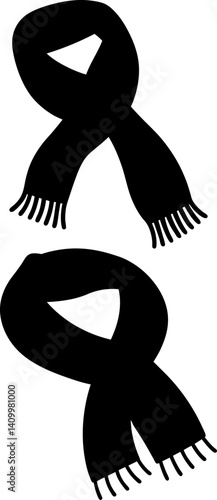 Scarf art vectors and Set of black muffler icon silhouette collections