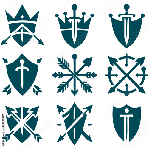Sculpted command of eternal battle with crown and armed force