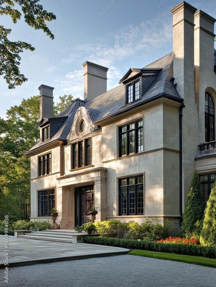 Elegant French Chateau for Suburban Estate. Elegant French Chateau for Suburban Estate.