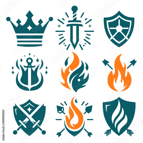 Fiery reign of infernal kingsguard with blazing sword and arrow