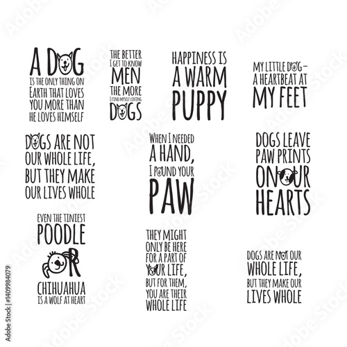 Humorous typographic design featuring a playful dog quote, ideal for pet lovers and dog owners. The quote is creatively styled with bold, fun fonts and accompanied by a cheerful illustration of a dog 