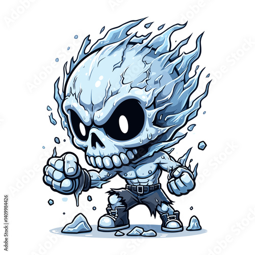 Ice Skull Cartoon Character