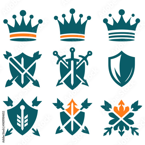 Enigmatic legacy of infernal rulers with bow, shield, and regal flames