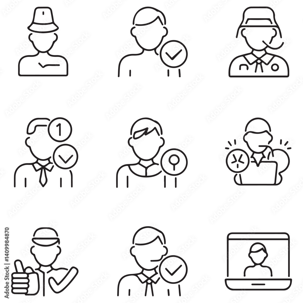Support, customer service thin line icons set. Service, help, online support, assistance editable stroke icon. Vector with white background Support, customer service thin line icons set. Service, help, online support, assistance editable stroke icon. Vector with white background