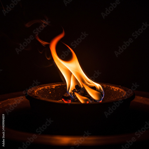 Flame Burning in Traditiona...