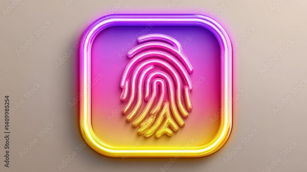 A neon fingerprint icon with a colorful gradient background, symbolizing identity and security in a modern digital context. A neon fingerprint icon with a colorful gradient background, symbolizing identity and security in a modern digital context.