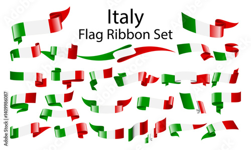 Italy ribbon flag set