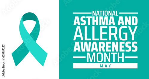 National Asthma and Allergy Awareness Month background banner or poster design template. observed every year in May. Holiday concept. Use to any Template, card, poster, placard, template.