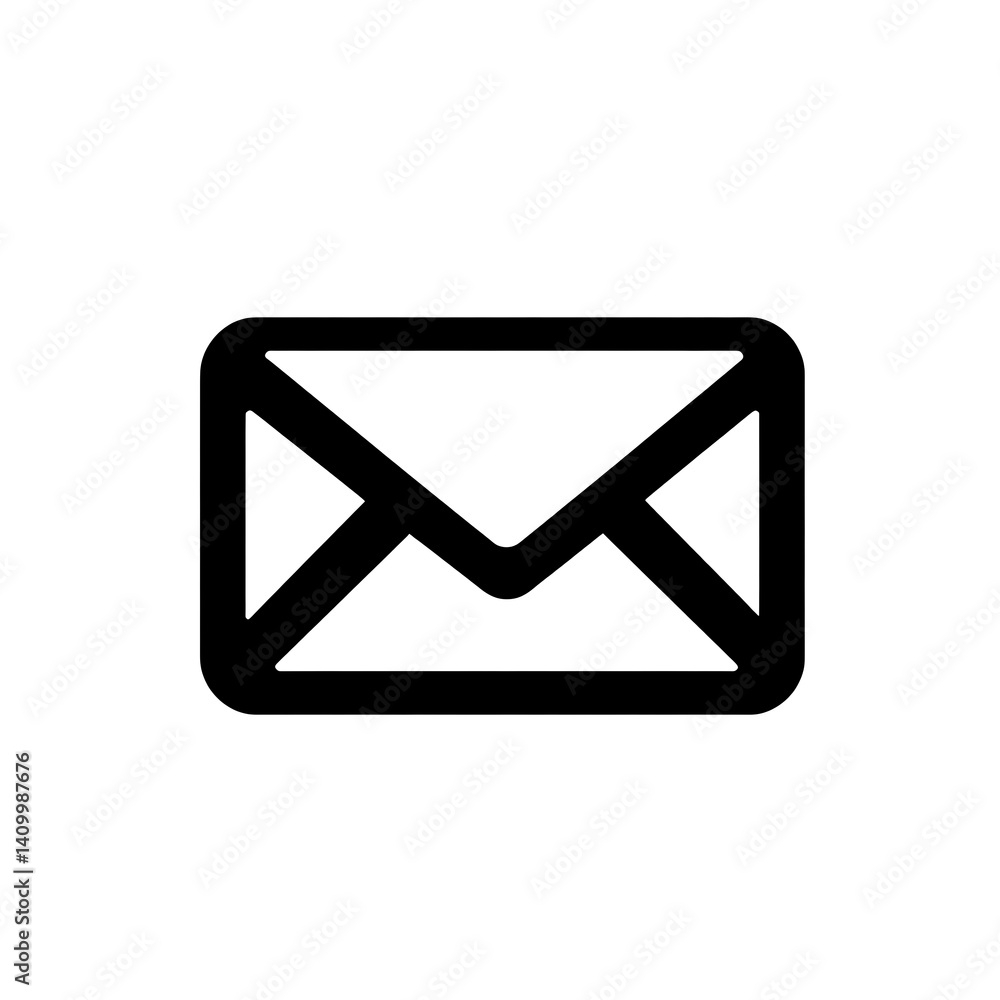 Simple email icon. A simple, black line drawing of an envelope, suggesting communication Simple email icon. A simple, black line drawing of an envelope, suggesting communication