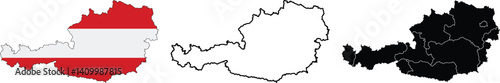 Austria country map flag vector stock illustration. high detailed of Austria map