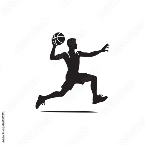  Basketball player in action silhouette vector