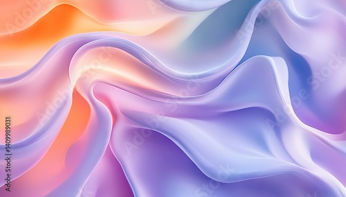 Wallpaper Mural Abstract, flowing, pastel-colored fabric folds.  A dynamic blend of soft, swirling hues Torontodigital.ca