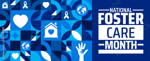National Foster Care Month geometric shape pattern background banner or poster design template. observed every year in May. Holiday concept. Use to any Template, card, poster, placard, template.