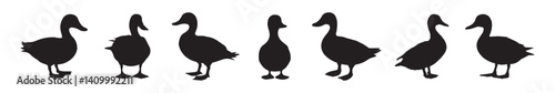 Silhouette of duck vector icon set illustration isolated on white background.