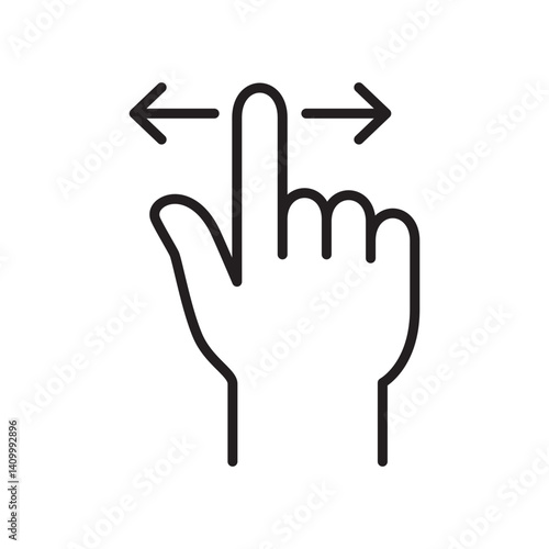 Swipe to right and left touch screen gesture icon. Finger swipe touch screen icon. Thin line icon.  Vector illustration