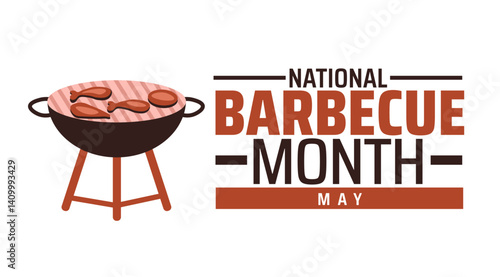National Barbecue Month background banner or poster design template. observed every year in May. Holiday concept. Use to any Template, card, poster, placard, template.