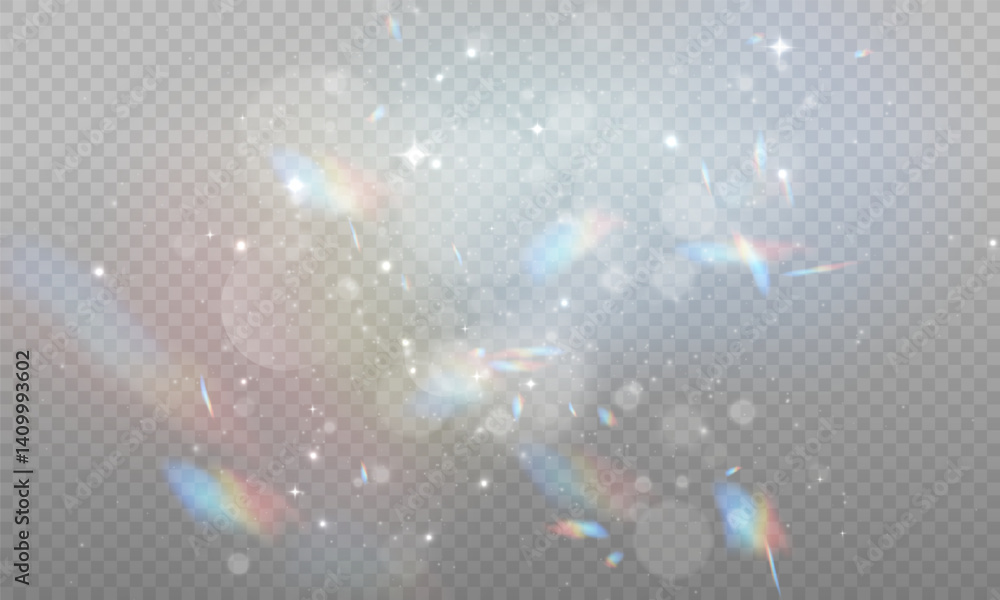 Obraz premium Festive white dust PNG with glowing bokeh, glitter, and confetti light overlay. Sparkling holiday texture for Christmas cards, banners, and magical celebration designs. Vector illustration.