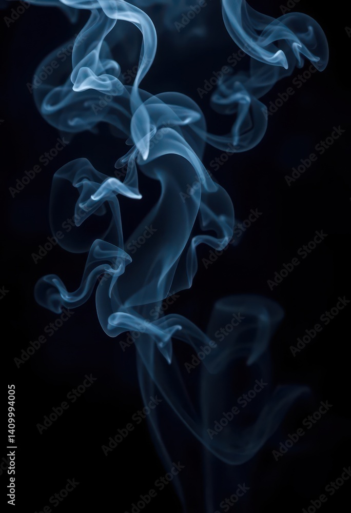 Fototapeta premium Ethereal, swirling smoke wisps in deep black void, hazy background, dark, gothic